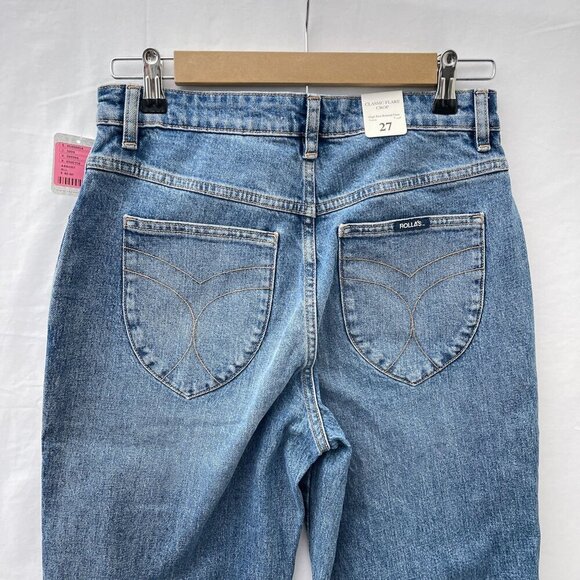 Rolla's Hi-Rise Relaxed Flare Crop Jeans Button Fly Cut-Off Denim Women's 27 NWT - Picture 13 of 14